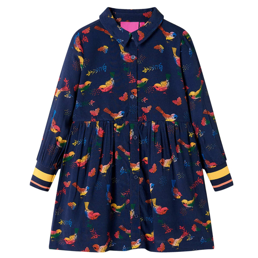 Kinderjurk met lange mouwen 128 marineblauw 128