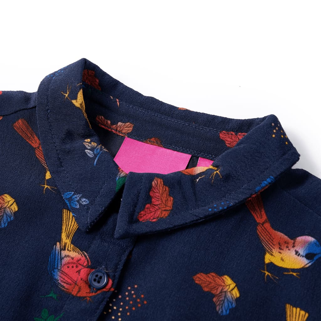 Kinderjurk met lange mouwen 140 marineblauw 140