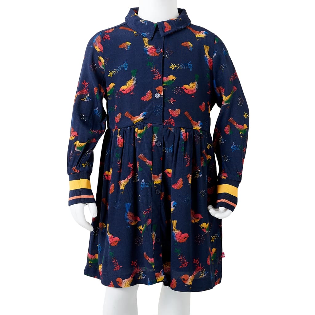 Kinderjurk met lange mouwen 140 marineblauw 140