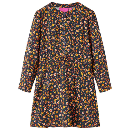Kinderjurk met lange mouwen 92 marineblauw 92