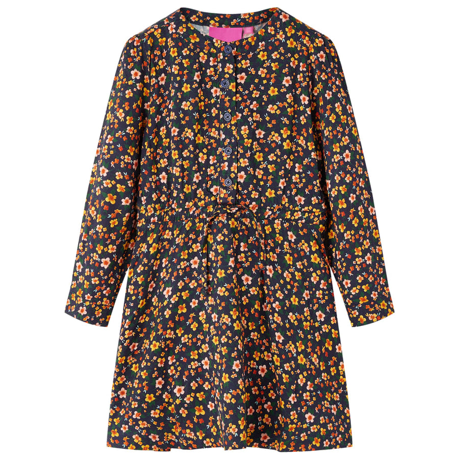 Kinderjurk met lange mouwen 92 marineblauw 92