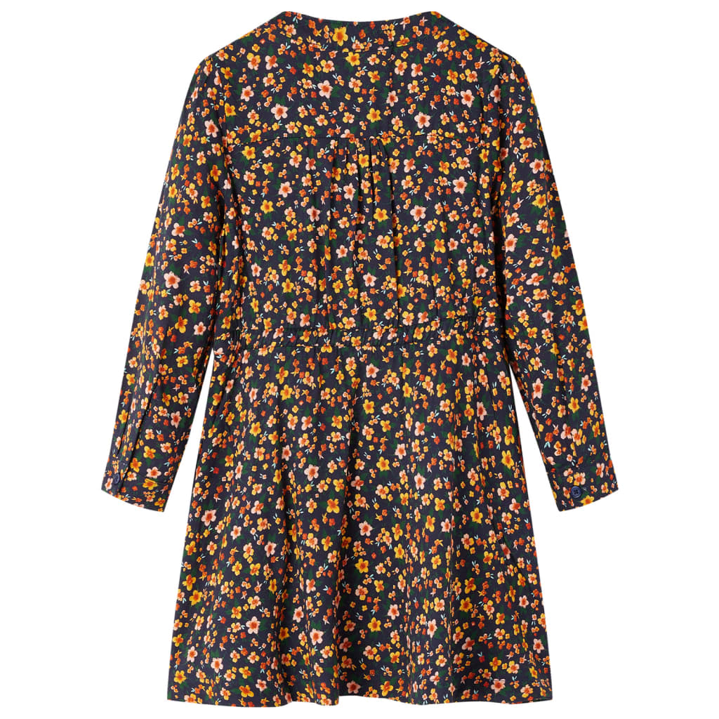 Kinderjurk met lange mouwen 92 marineblauw 92