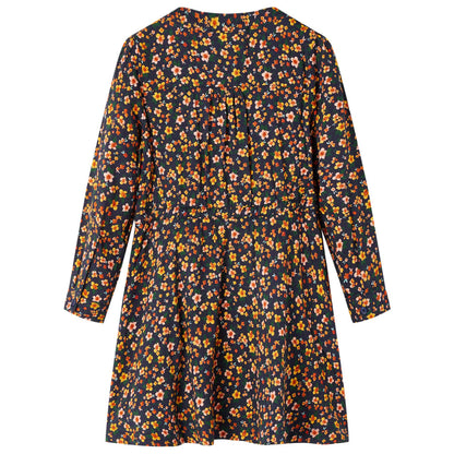 Kinderjurk met lange mouwen 92 marineblauw 92