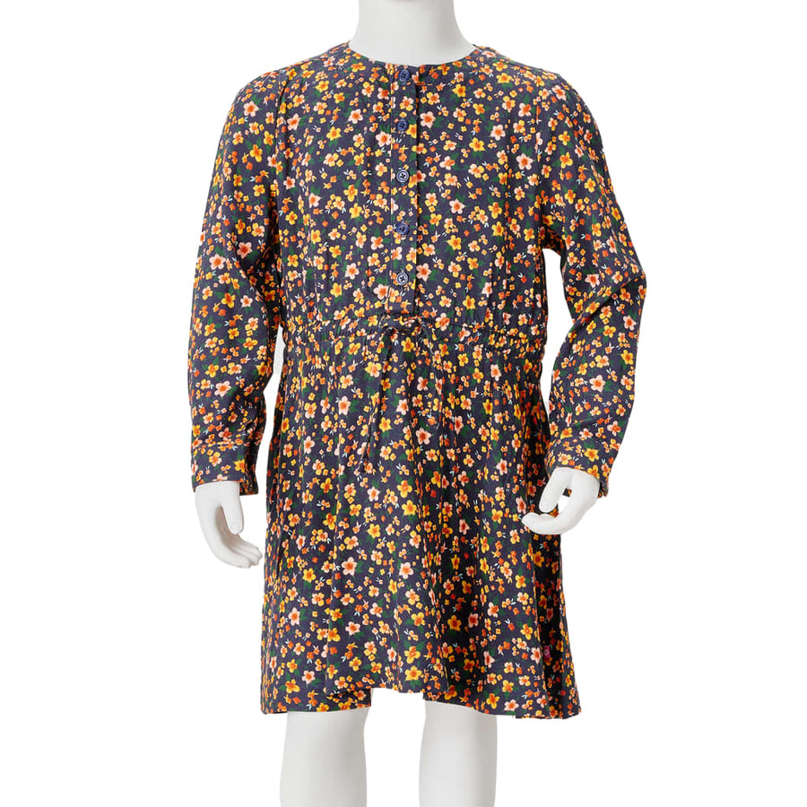 Kinderjurk met lange mouwen 92 marineblauw 92