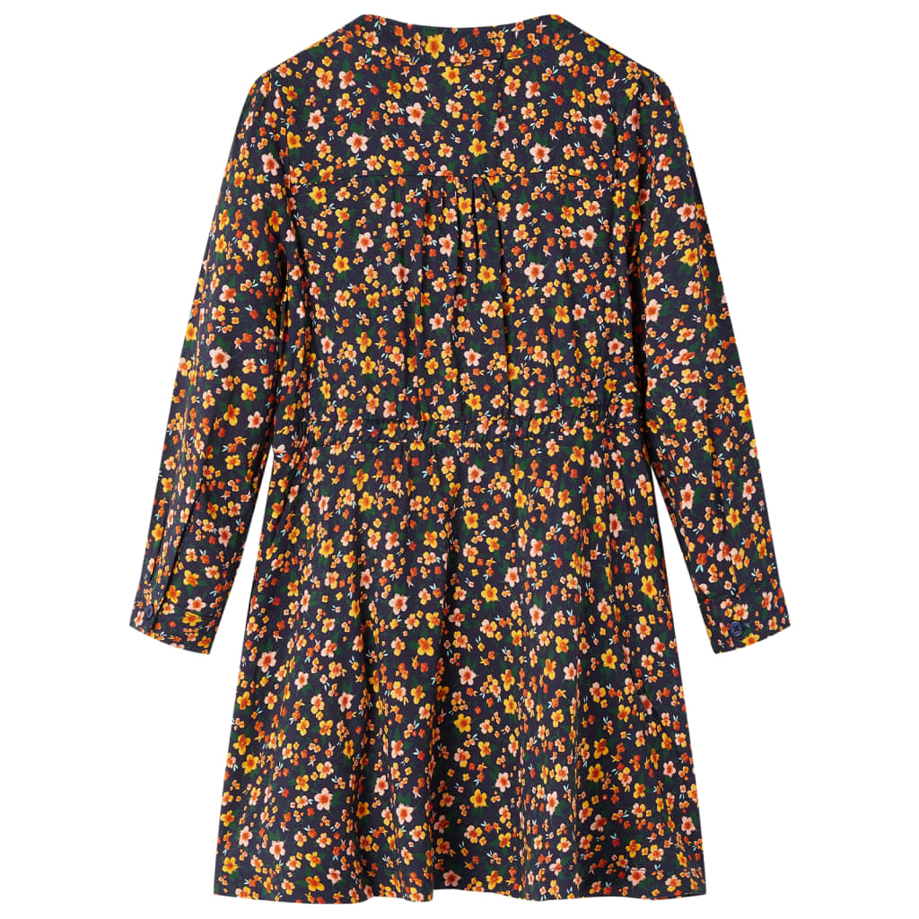 Kinderjurk met lange mouwen 104 marineblauw