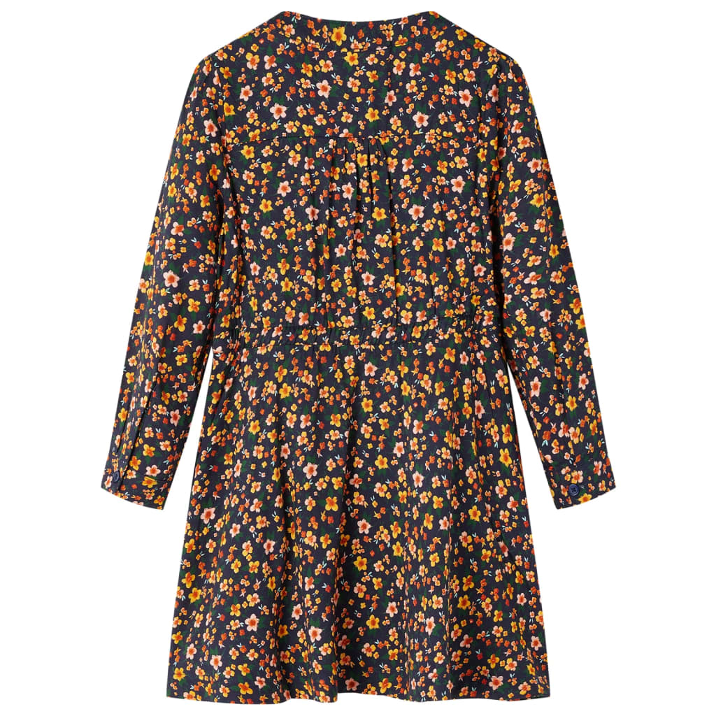 Kinderjurk met lange mouwen 128 marineblauw