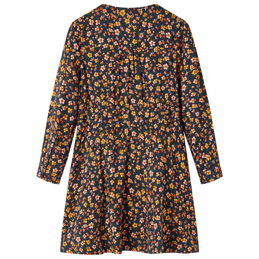 Kinderjurk met lange mouwen 128 marineblauw