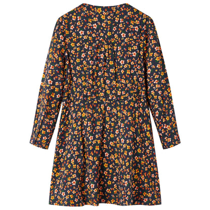 Kinderjurk met lange mouwen 140 marineblauw