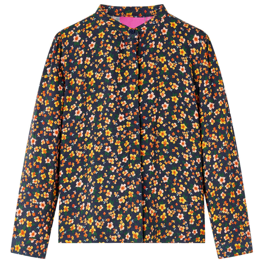 Kinderoverhemd met bandkraag 104 marineblauw 104