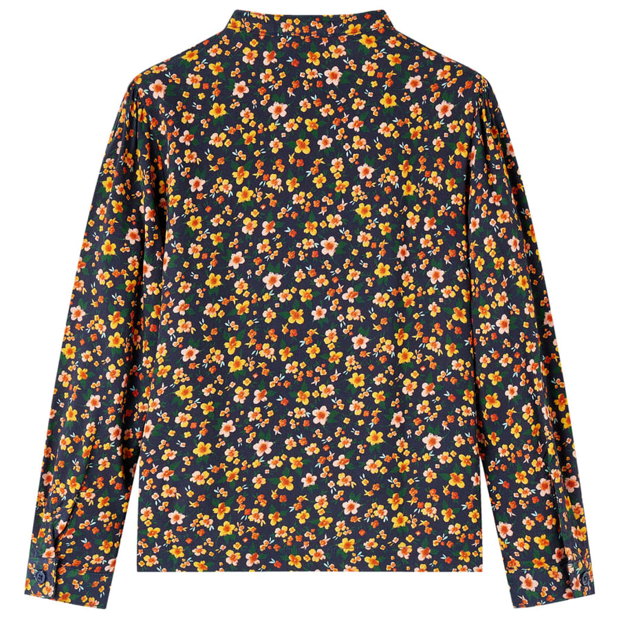 Kinderoverhemd met bandkraag 116 marineblauw 116