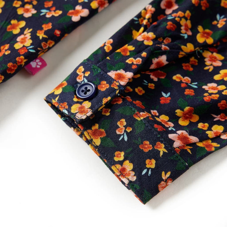 Kinderoverhemd met bandkraag 128 marineblauw 128