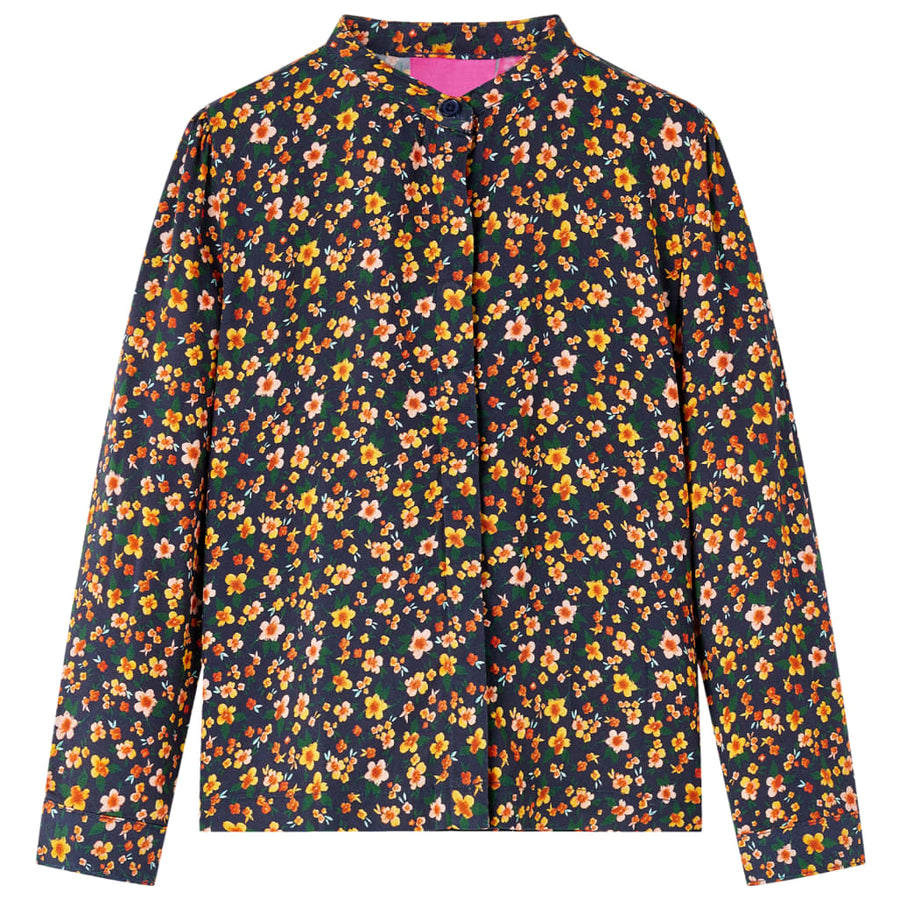 Kinderoverhemd met bandkraag 140 marineblauw