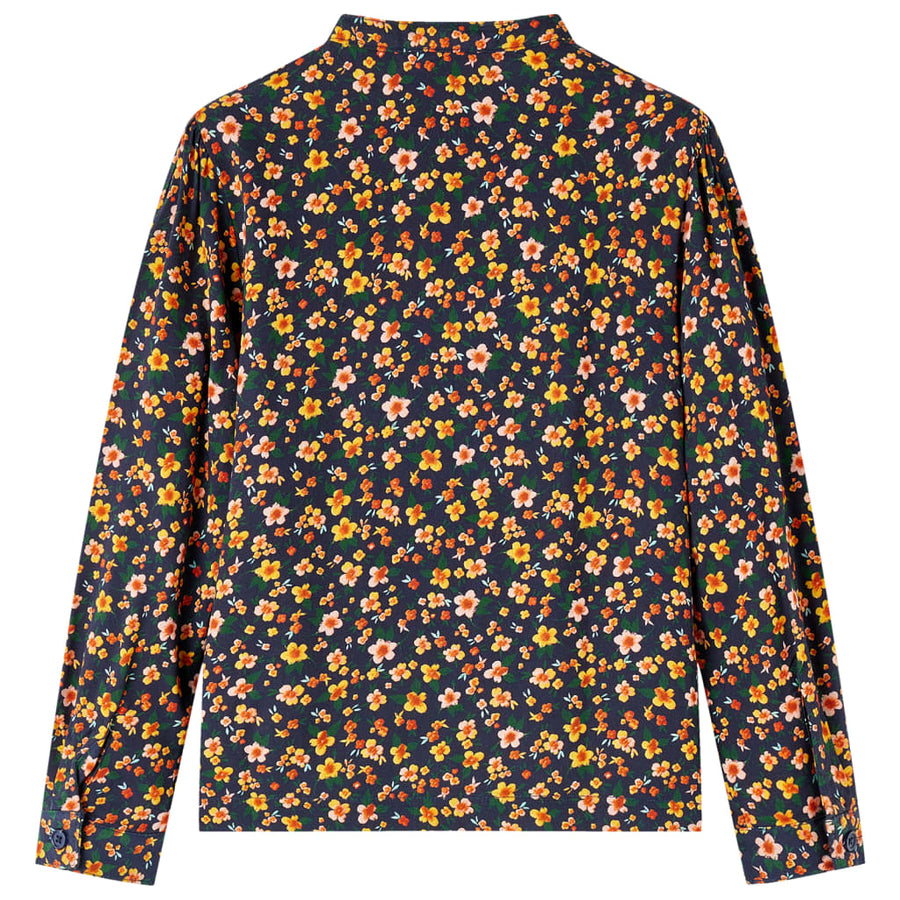 Kinderoverhemd met bandkraag 140 marineblauw
