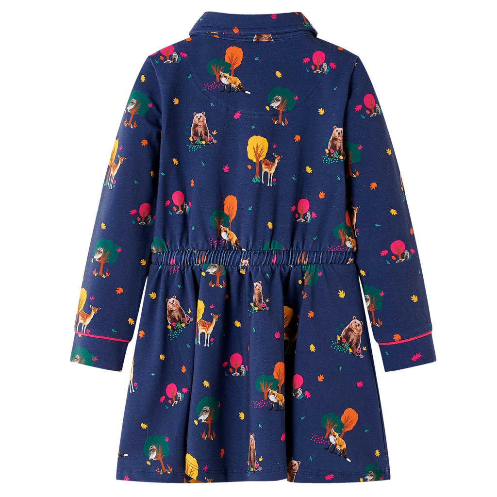 Kinderjurk lange mouwen en trekkoord 116 marineblauw 116