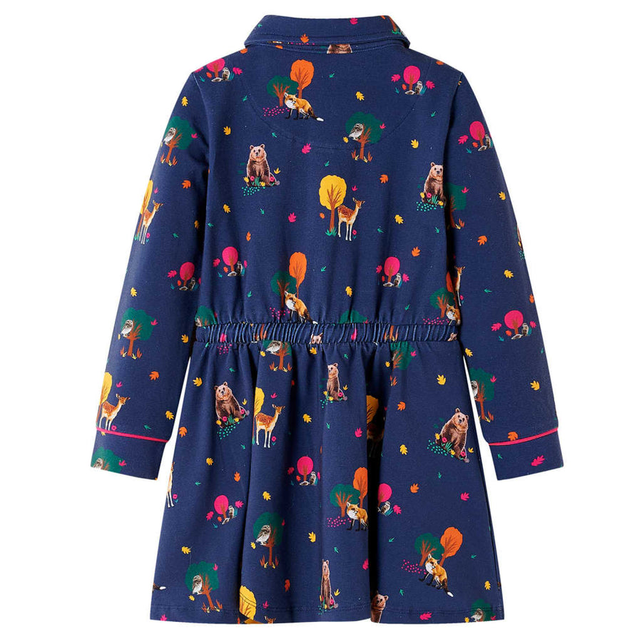 Kinderjurk lange mouwen en trekkoord 116 marineblauw 116