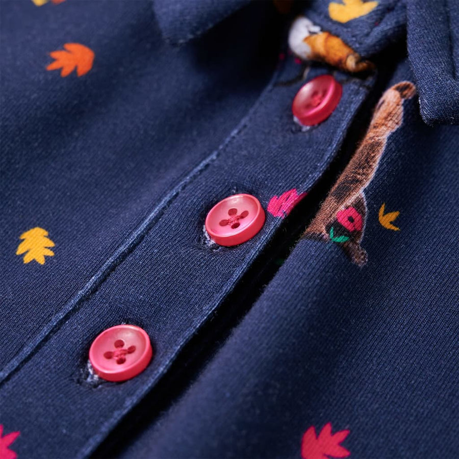 Kinderjurk lange mouwen en trekkoord 128 marineblauw 128