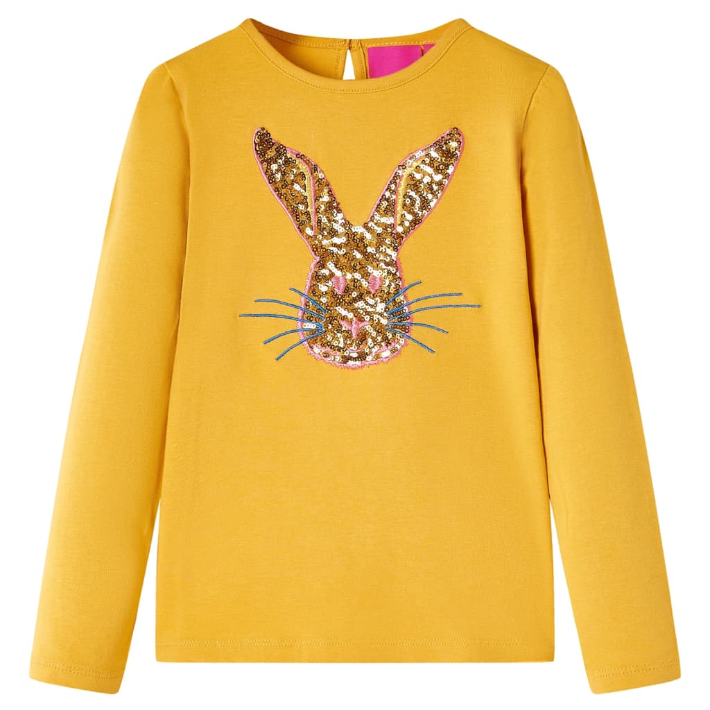 Kindershirt met lange mouwen 92 okerkleurig Oker