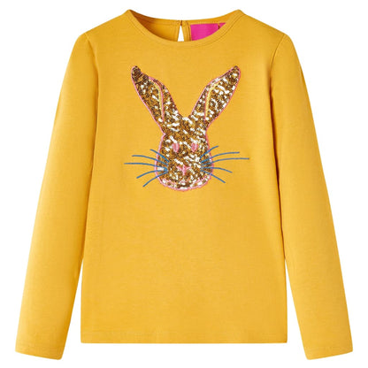Kindershirt met lange mouwen 92 okerkleurig Oker