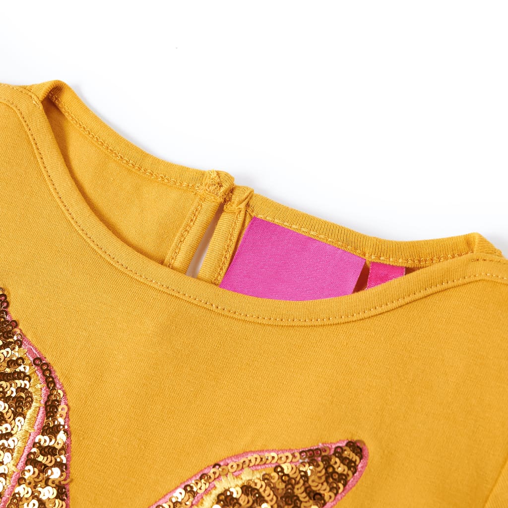 Kindershirt met lange mouwen 92 okerkleurig Oker