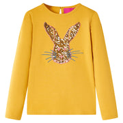 Kindershirt lange mouwen 116 oker
