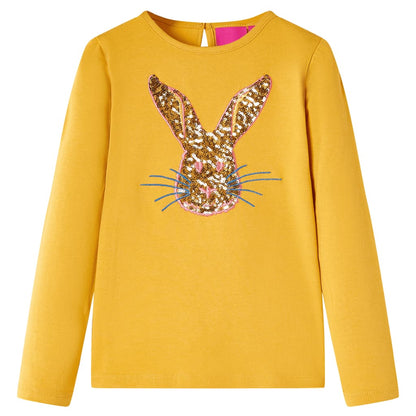 Kindershirt met lange mouwen 116 okerkleurig Oker