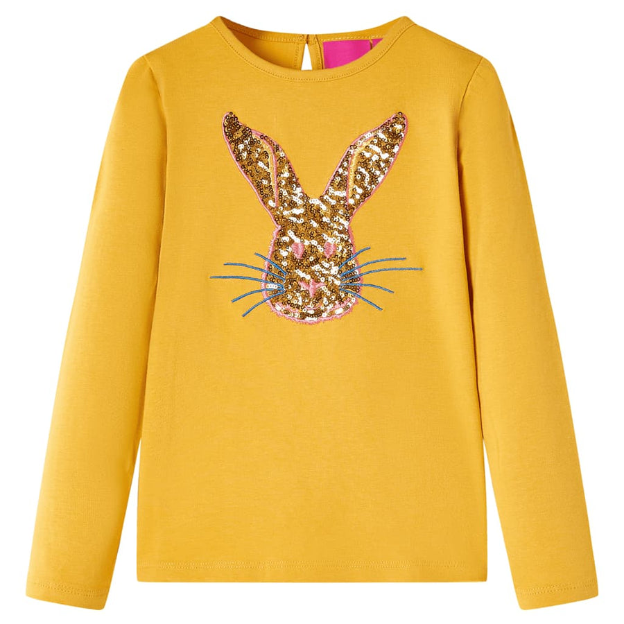 Kindershirt met lange mouwen 116 okerkleurig Oker