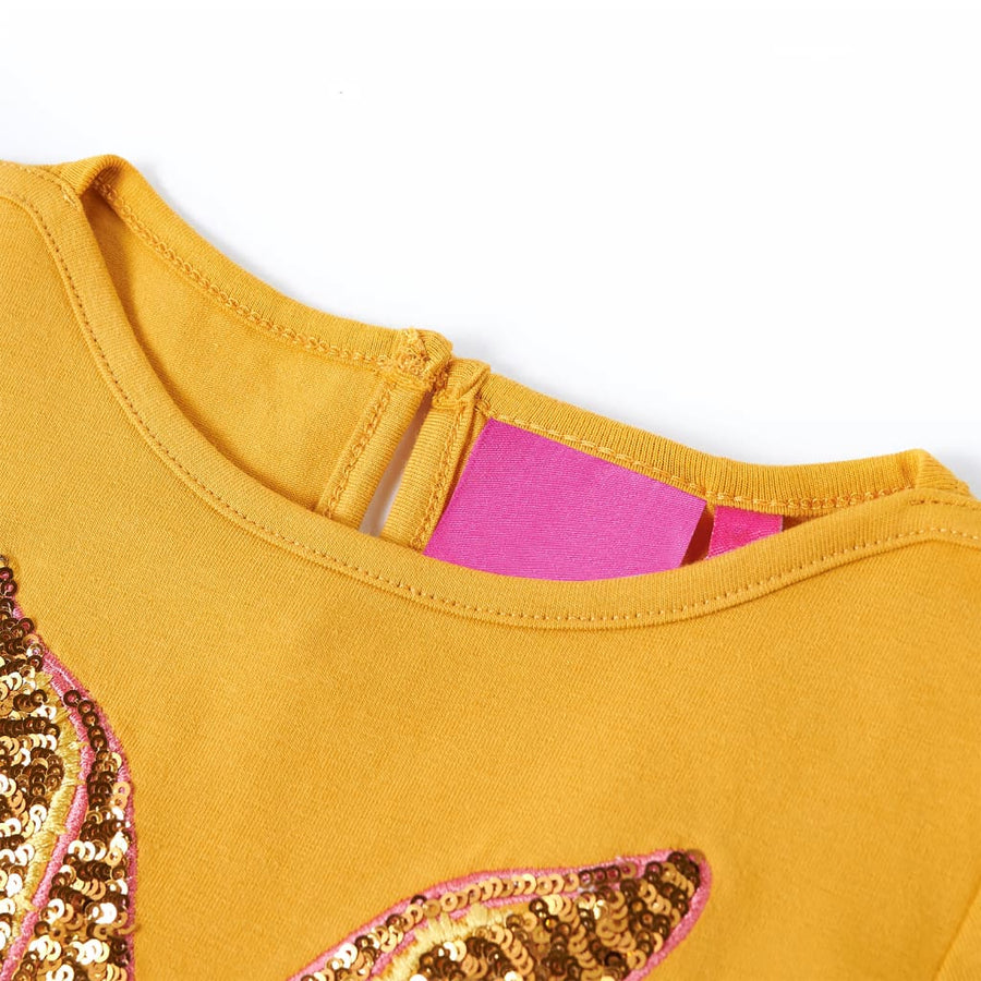 Kindershirt met lange mouwen 116 okerkleurig Oker