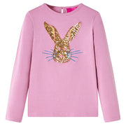 Kindershirt lange mouwen 116 rozebruin konijn