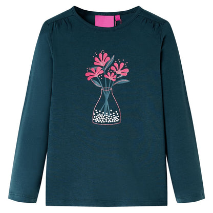 Kindershirt met lange mouwen 116 donkergroen Groen 116
