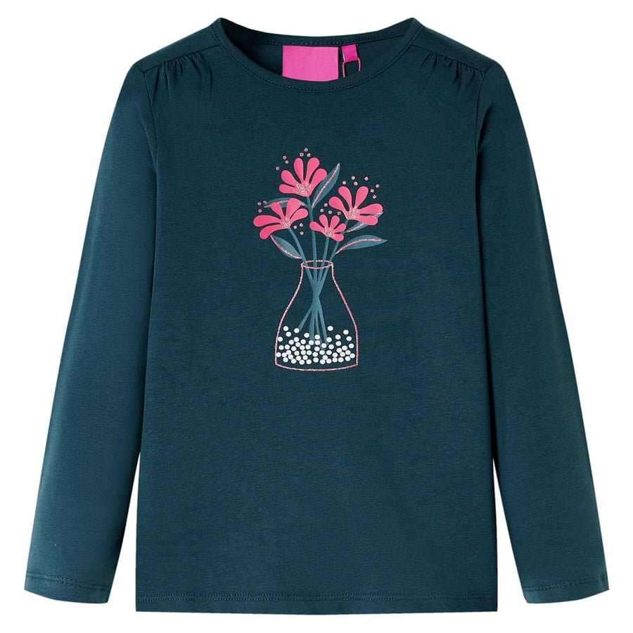 Kindershirt met lange mouwen 116 donkergroen Groen 116