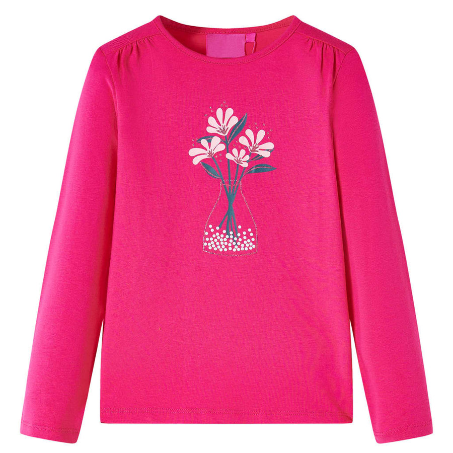 Kindershirt met lange mouwen 104 felroze Roze