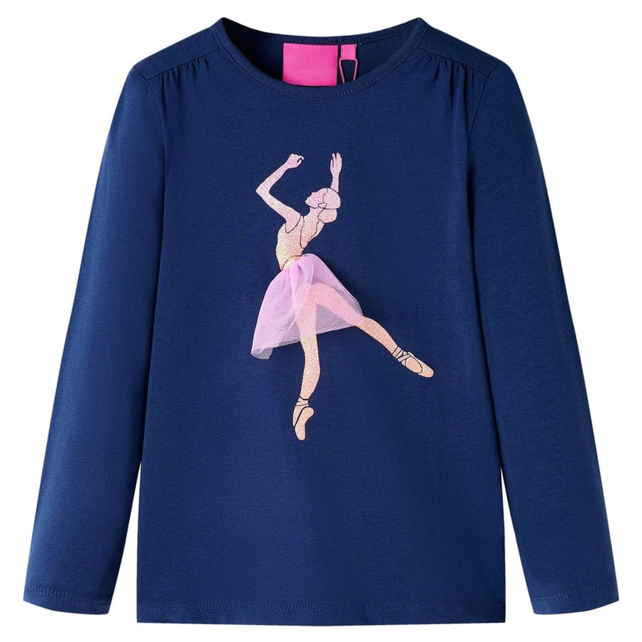 Kindershirt met lange mouwen 104 marineblauw Marineblauw 104