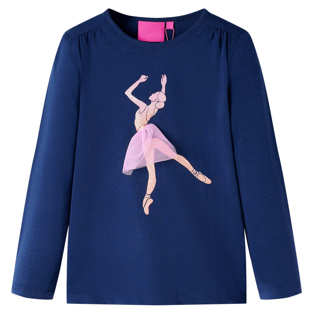 Kindershirt met lange mouwen 128 marineblauw Marineblauw 128
