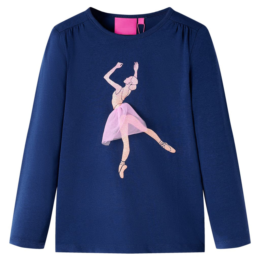 Kindershirt met lange mouwen 128 marineblauw Marineblauw 128