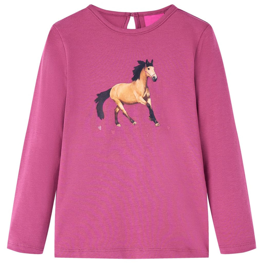 Kindershirt met lange mouwen 92 frambooskleurig Framboos