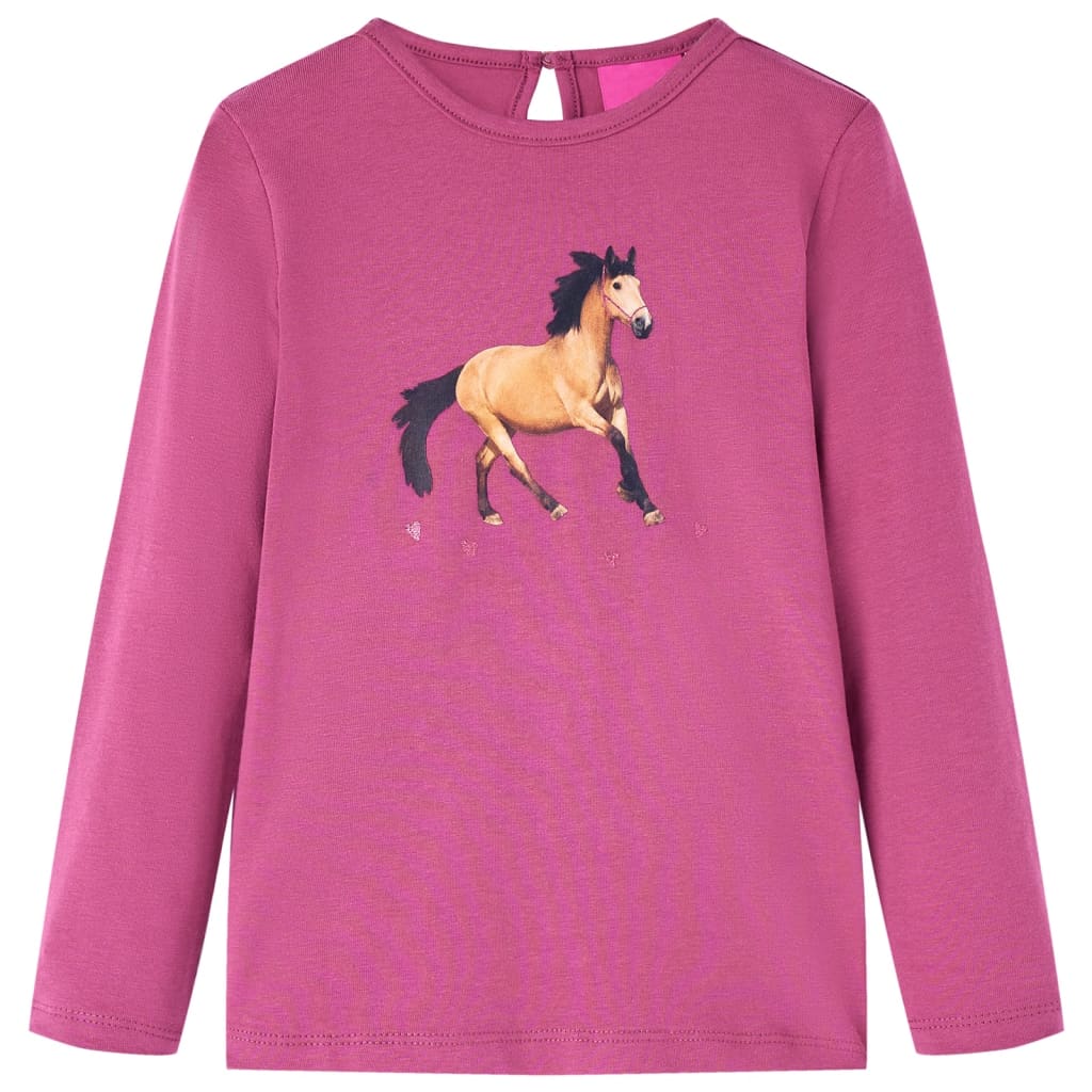 Kindershirt met lange mouwen 140 frambooskleurig Framboos 104