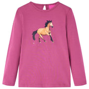 Kindershirt lange mouwen 104 framboos katoen