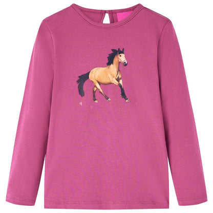Kindershirt met lange mouwen 140 frambooskleurig Framboos 104