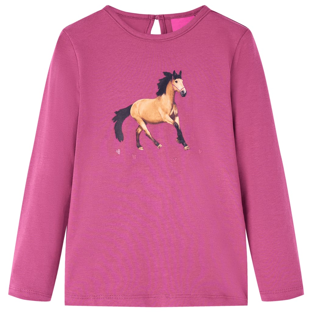 Kindershirt met lange mouwen 116 frambooskleurig Framboos