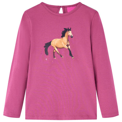 Kindershirt met lange mouwen 116 frambooskleurig Framboos