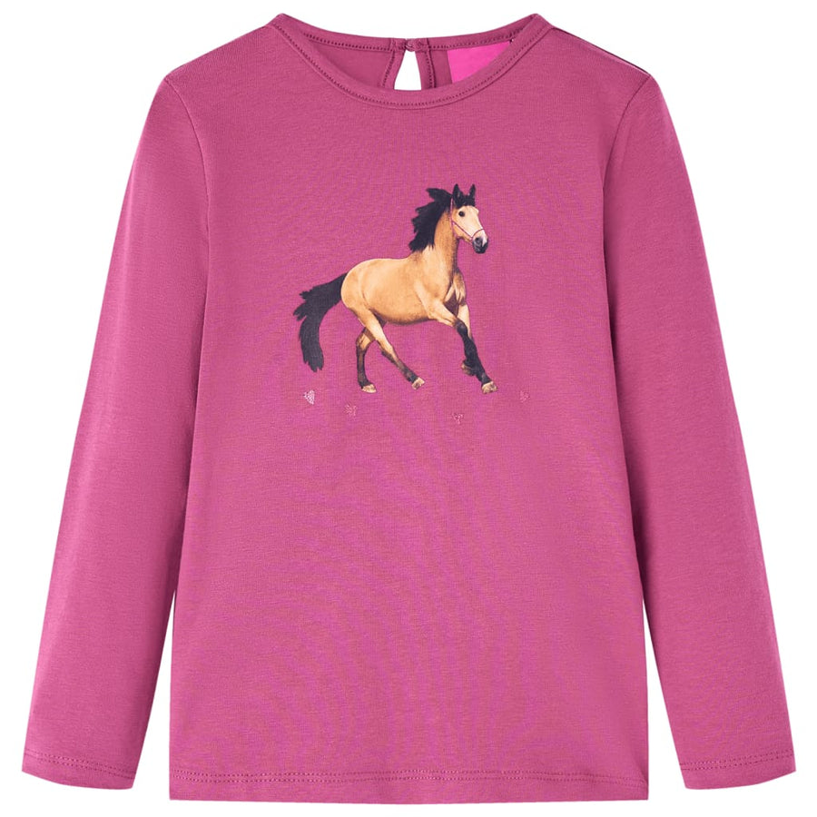 Kindershirt met lange mouwen 116 frambooskleurig Framboos