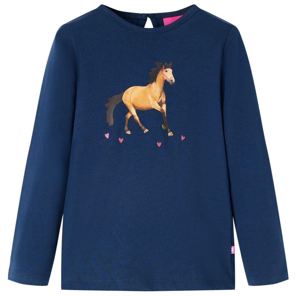 Kindershirt met lange mouwen 104 marineblauw Marineblauw