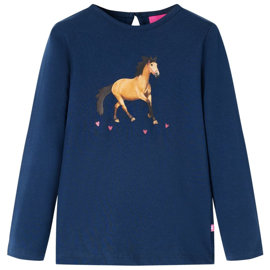 Kindershirt met lange mouwen 104 marineblauw Marineblauw