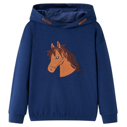 Kindertrui met capuchon 92 marineblauw Marineblauw