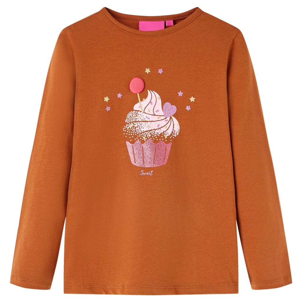 Kindershirt met lange mouwen 92 cognackleurig Cognac 92