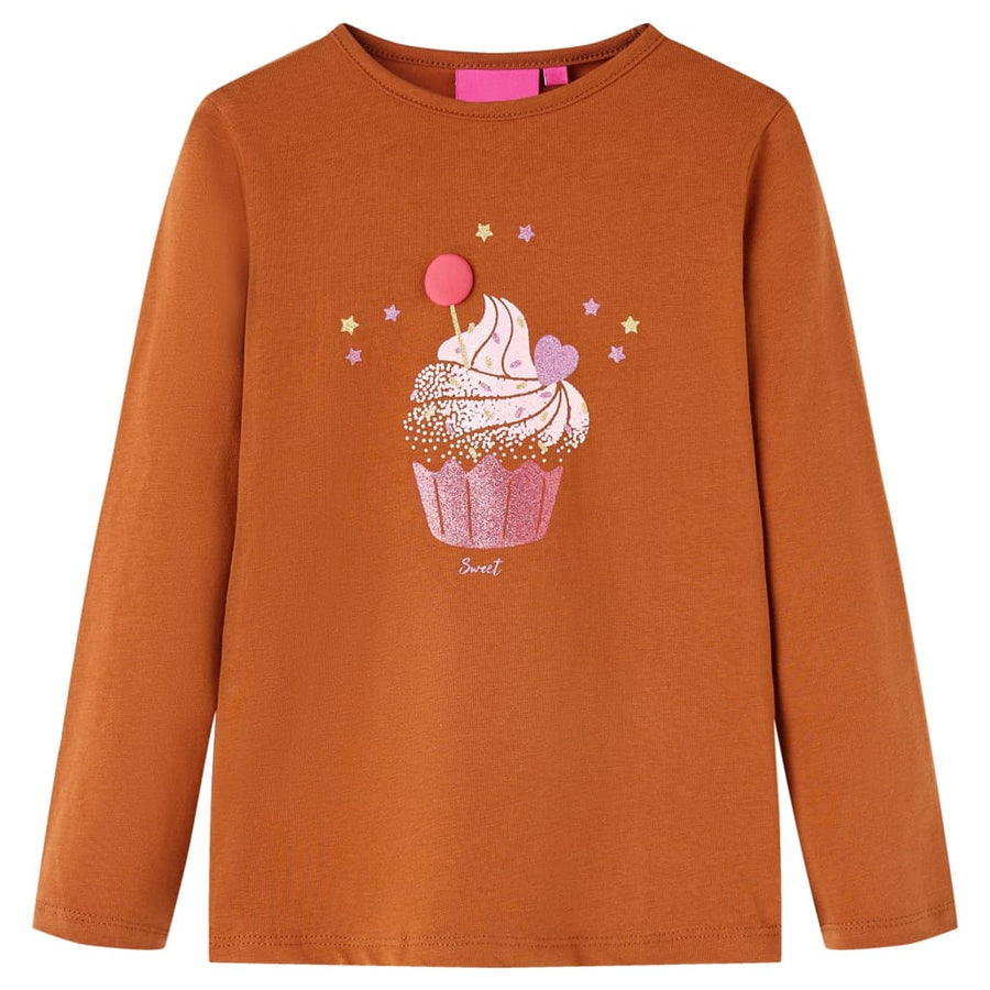 Kindershirt met lange mouwen 92 cognackleurig Cognac 92