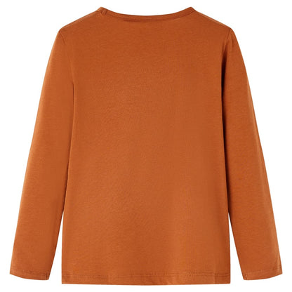 Kindershirt met lange mouwen 104 cognackleurig Cognac