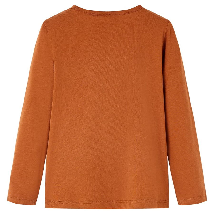 Kindershirt met lange mouwen 104 cognackleurig Cognac