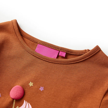 Kindershirt met lange mouwen 116 cognackleurig Cognac