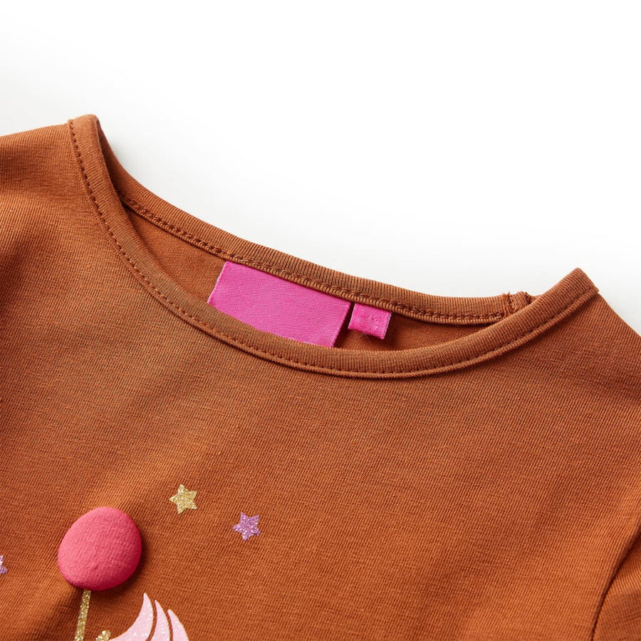 Kindershirt met lange mouwen 116 cognackleurig Cognac